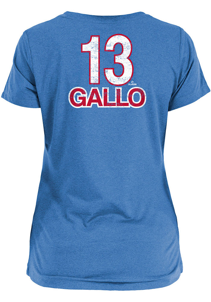 Joey Gallo Texas Rangers Womens Light Blue Brushed Player T-Shirt