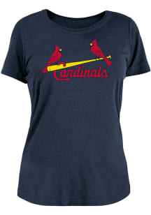 New Era St Louis Cardinals Womens Navy Blue Brushed T-Shirt