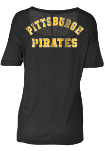 New Era Pittsburgh Pirates Womens Black Slub Short Sleeve T-Shirt