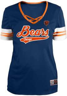Chicago Bears Womens New Era Lace Up Fashion Football Jersey - Navy Blue