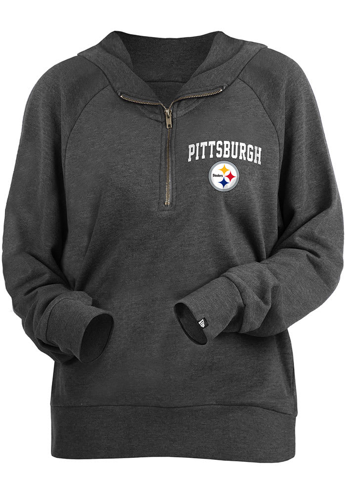 Pittsburgh Steelers Womens Black Brushed 1/4 Zip Pullover
