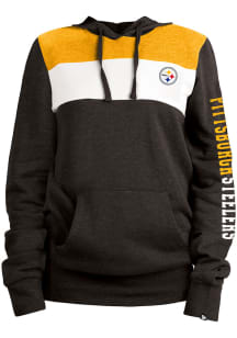 Pittsburgh Steelers Womens Black Colorblock Hooded Sweatshirt