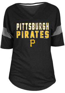 New Era Pittsburgh Pirates Womens Black Slub Short Sleeve T-Shirt