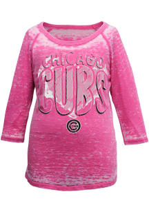 New Era Chicago Cubs Girls Pink Burnout Long Sleeve T-shirt