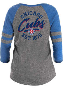 New Era Chicago Cubs Womens Grey Lace Up LS Tee