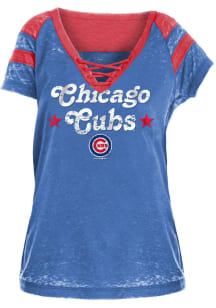 Chicago Cubs Womens Blue Burnout Short Sleeve T-Shirt