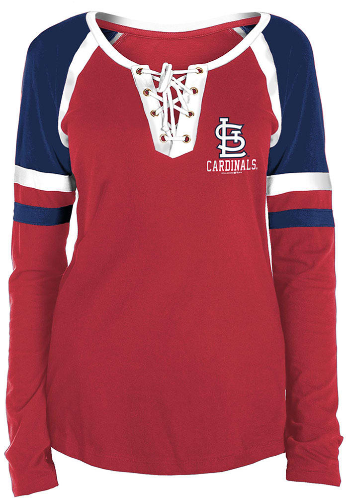 New Era Red St. Louis Cardinals Plus Size Space Dye Raglan V-Neck T-Shirt