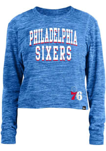 New Era Philadelphia 76ers Womens Blue Space Dye LS Tee