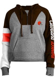 New Era Cleveland Browns Womens Grey Colorblock Qtr Zip