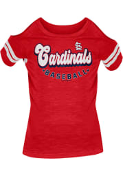 St Louis Cardinals Girls Red Nova Cold Shoulder Short Sleeve Fashion T-Shirt