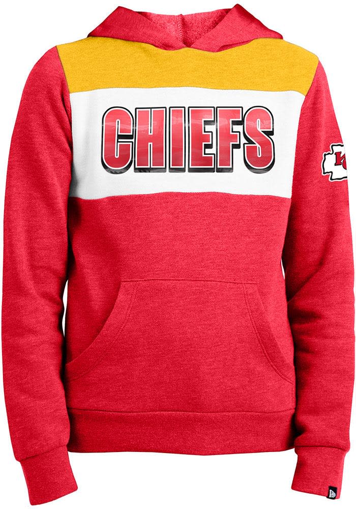 Kansas City Chiefs Girls Red Fleece Pullover Long Sleeve Hooded Sweatshirt