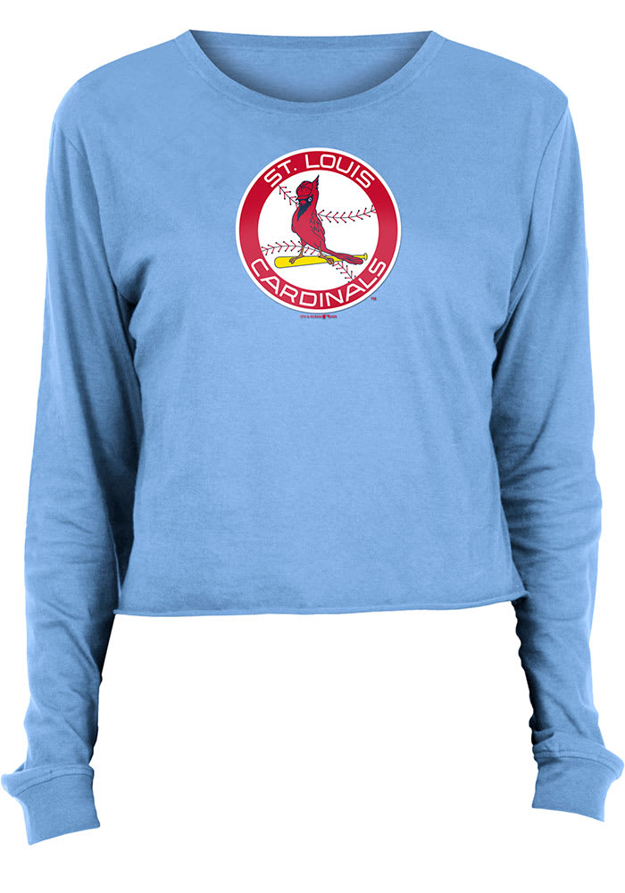 St. Louis Cardinals New Era Women's Cooperstown Raglan 3/4-Sleeve T-Shirt -  Light Blue/Red