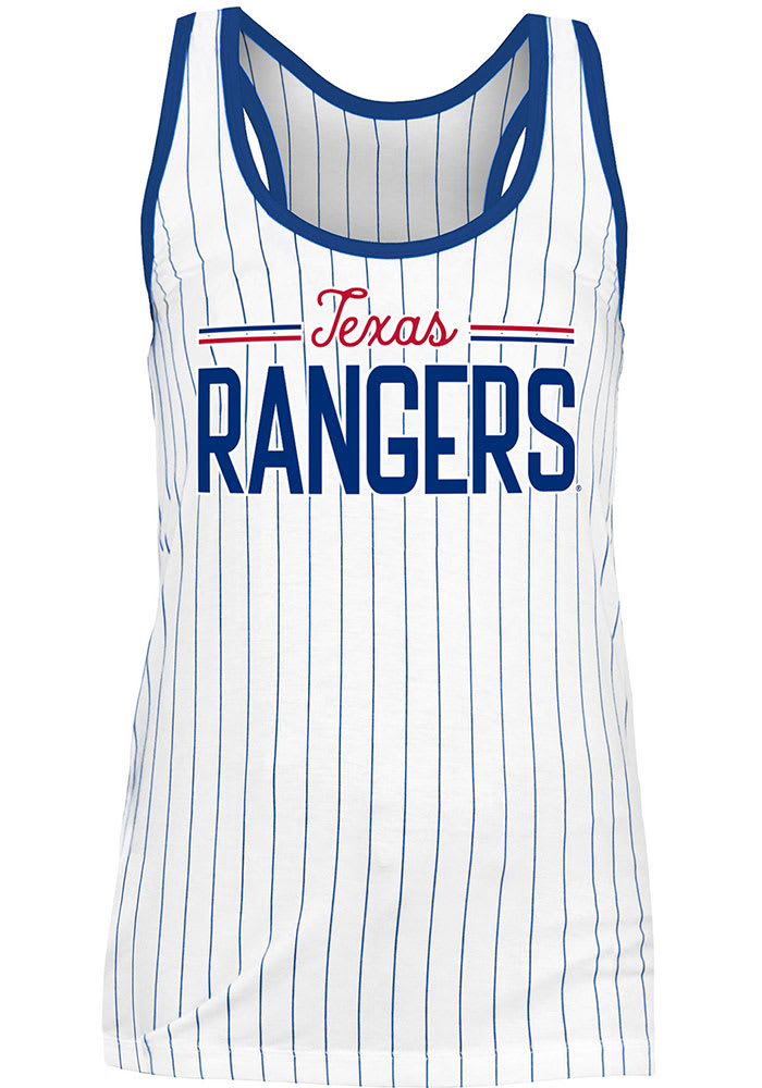 New Era Texas Rangers Womens White Pinstripe Tank Top