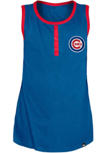 New Era Chicago Cubs Girls Blue Glitter Short Sleeve Tank Top
