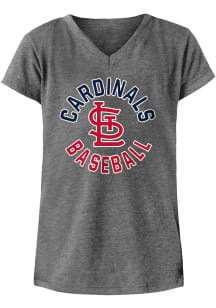 New Era St Louis Cardinals Girls Grey Circle Short Sleeve Fashion T-Shirt