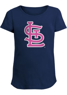 New Era St Louis Cardinals Girls Navy Blue Primary Logo Short Sleeve Tee