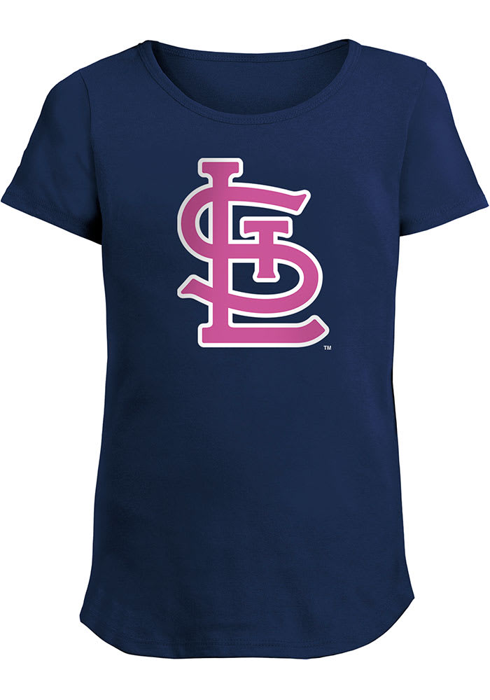 St Louis Cardinals Girls Navy Blue Primary Logo Short Sleeve Tee