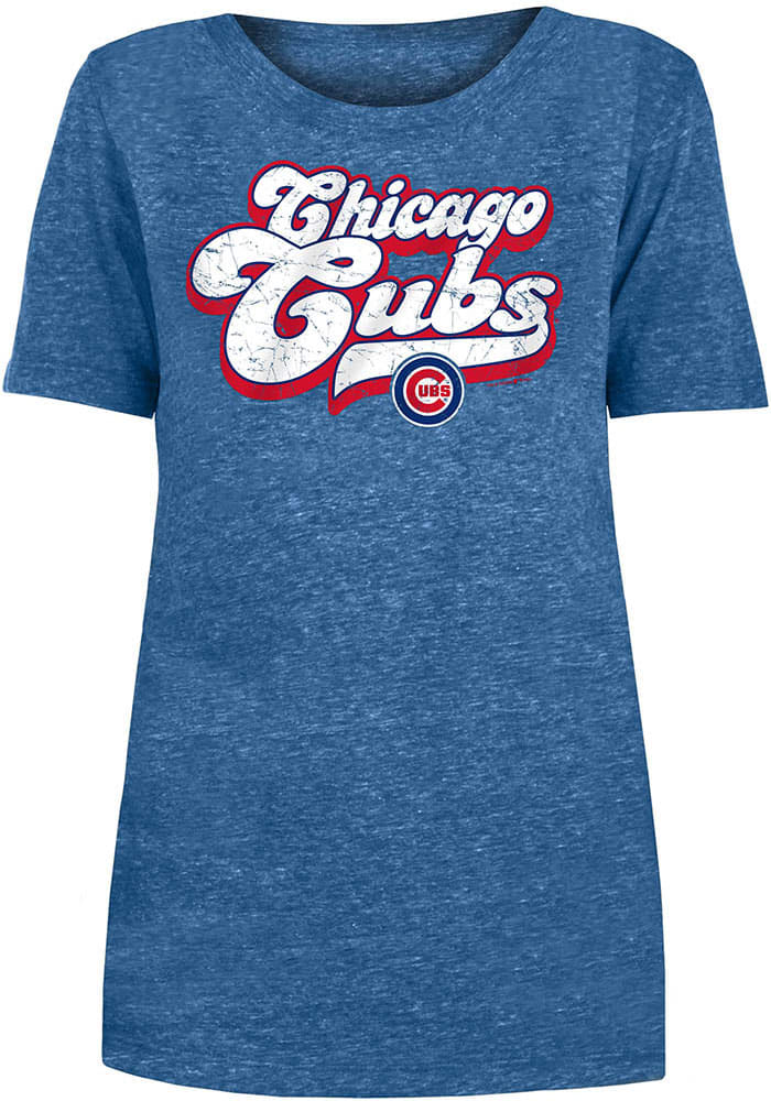 New Era Chicago Cubs Womens Blue Triblend Short Sleeve T-Shirt