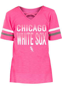 New Era Chicago White Sox Girls Pink Criss Cross Short Sleeve Fashion T-Shirt