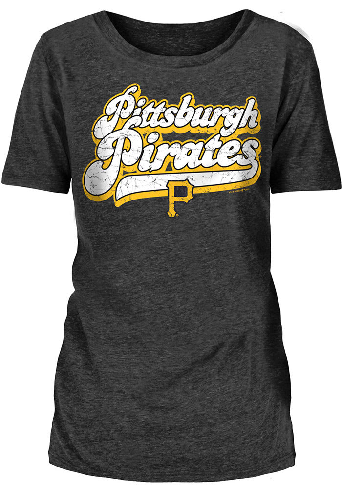 Pittsburgh Pirates Womens Grey Tri-Blend Retro Scoop Short Sleeve