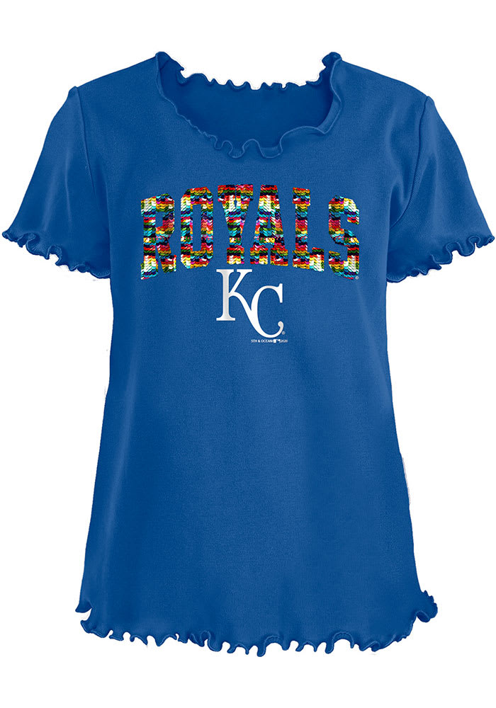 Girls Youth New Era White Kansas City Royals Flip Sequin Heart Crop Top