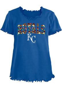 New Era Kansas City Royals Girls Blue Rainbow Sequin Short Sleeve Fashion T-Shirt