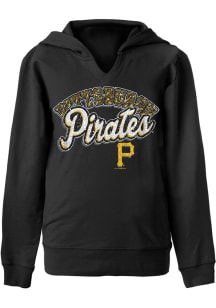 New Era Pittsburgh Pirates Girls Black Glitter Arch Long Sleeve Hooded Sweatshirt