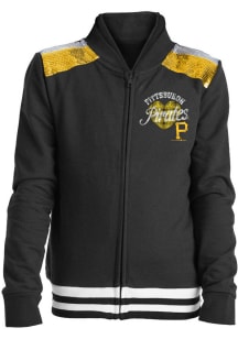New Era Pittsburgh Pirates Girls Black Track Fan Long Sleeve Full Zip Jacket
