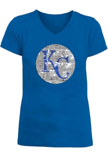 New Era Kansas City Royals Girls Blue Sequin Ball Short Sleeve Fashion T-Shirt