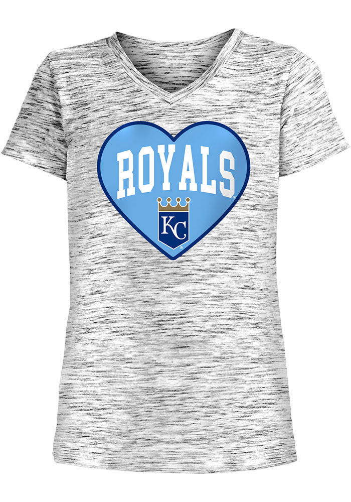 Kansas City KC Royals Women's V-Neck T-Shirt Glitter Logo Campus