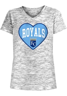 New Era Kansas City Royals Girls Black Big Heart Short Sleeve Fashion T-Shirt