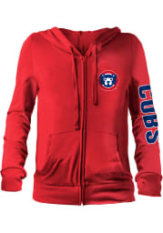 Chicago Cubs Womens Red Fleece Long Sleeve Full Zip Jacket