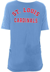 New Era St Louis Cardinals Womens Light Blue Cooperstown Rayon Slub Knot Scoop Short Sleeve T-Sh..