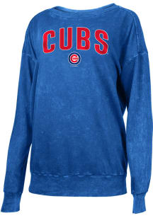 New Era Chicago Cubs Womens Blue Mineral Wash Pullover Crew Sweatshirt