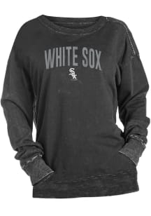 New Era Chicago White Sox Womens Black Mineral Wash Pullover Crew Sweatshirt