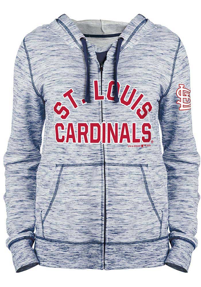 St Louis Cardinals Womens Navy Blue Space Dye Long Sleeve Full Zip Jacket