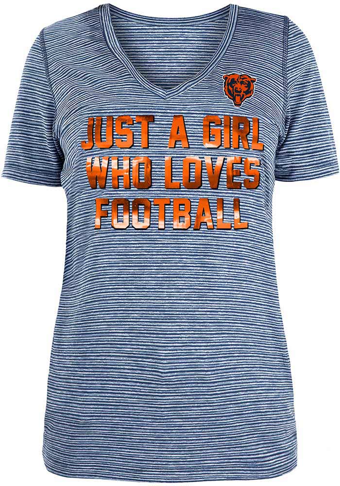 Chicago Bears Womens Navy Blue Space Dye Short Sleeve T-Shirt