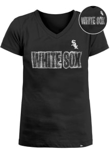New Era Chicago White Sox Girls Black Flip Sequin Short Sleeve Fashion T-Shirt
