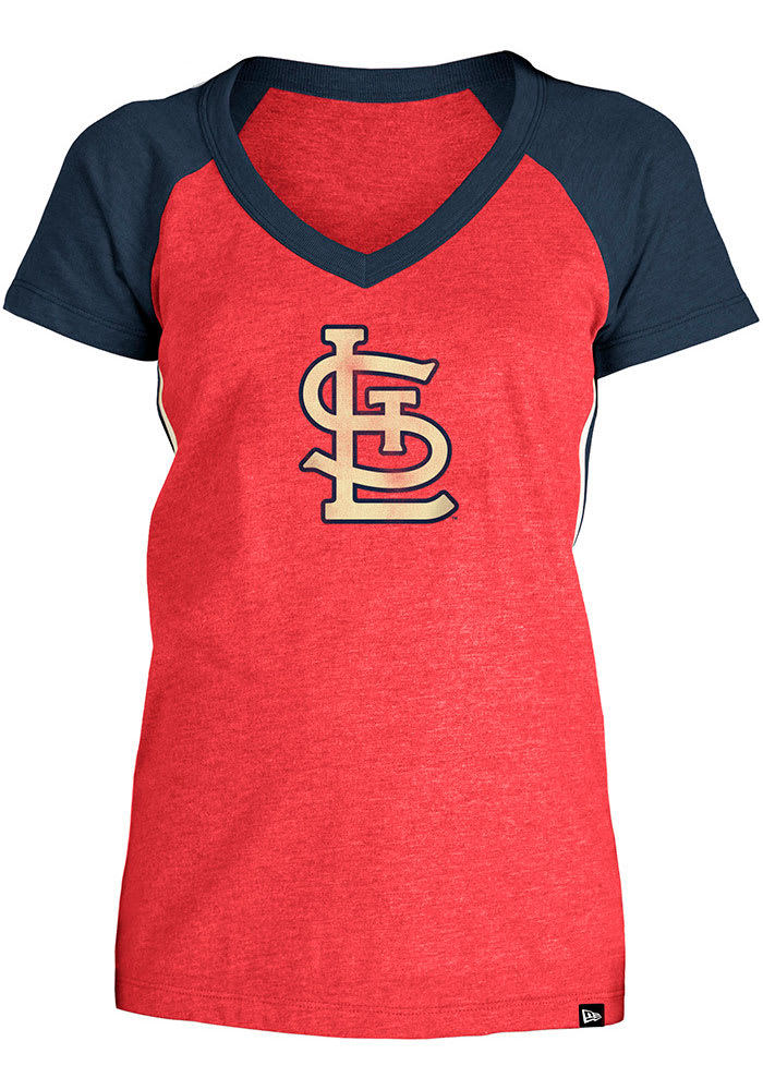 New Era Women's New Era Red St. Louis Cardinals Plus Size Space Dye Raglan  V-Neck T-Shirt