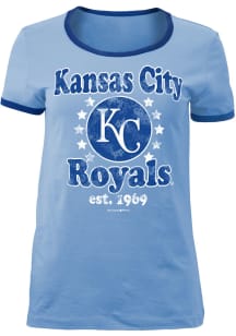 New Era Kansas City Royals Womens Light Blue Ringer Short Sleeve T-Shirt