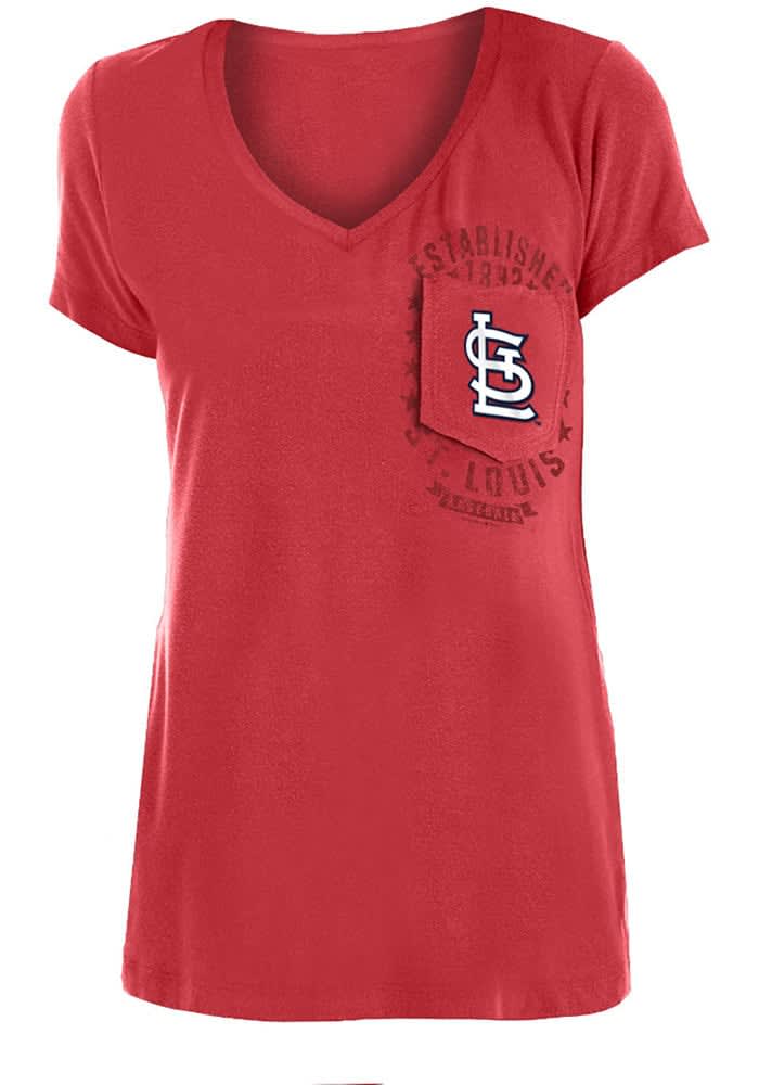 New Era St Louis Cardinals Womens Red Pigment Wash Flocked Scoop