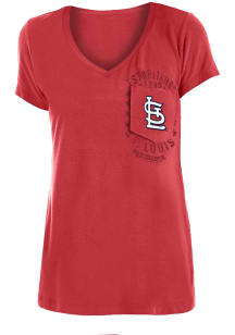 New Era St Louis Cardinals Womens Red Pigment Dye Short Sleeve T-Shirt