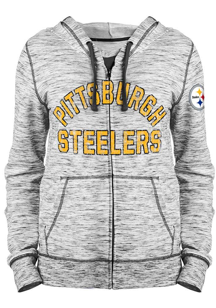 Pittsburgh Steelers Womens Black Space Dye Long Sleeve Full Zip Jacket