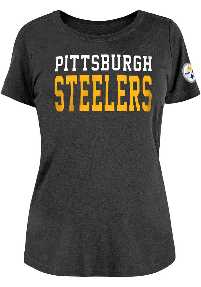 New Era Pittsburgh Steelers Women's Black Tie Short Sleeve T-Shirt, Black, 100% Cotton, Size XS, Rally House