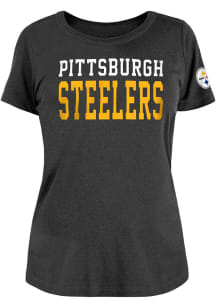 New Era Pittsburgh Steelers Womens Black Brushed T-Shirt