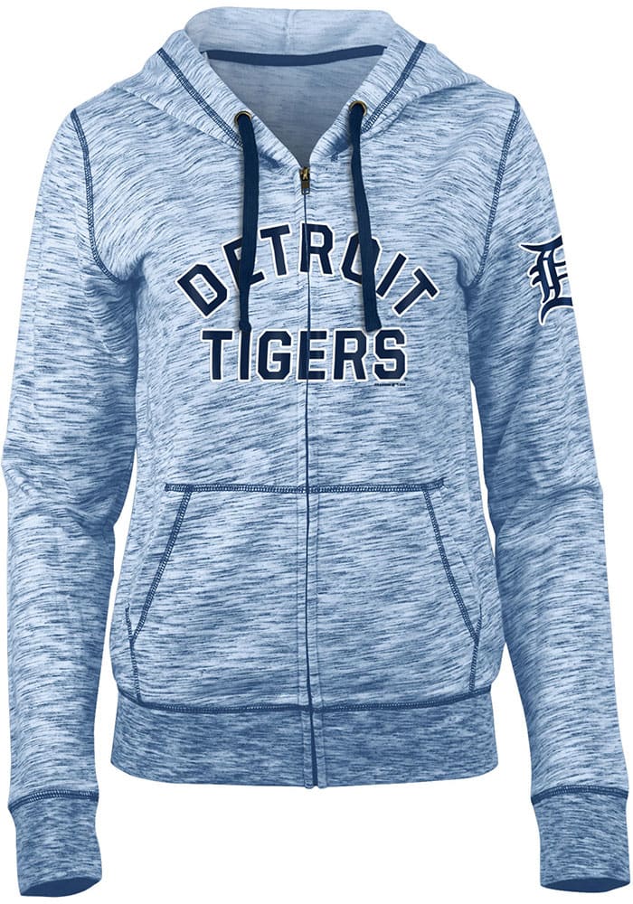 New Era Women's Gray, Navy Detroit Tigers French Terry Full-Zip