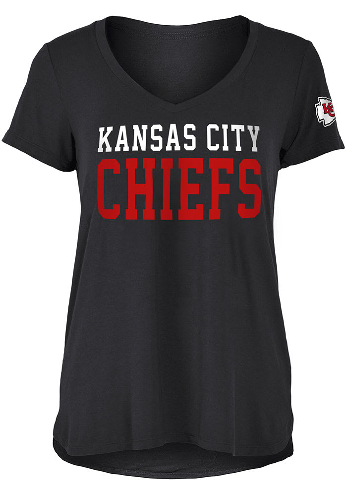 Kansas City Chiefs Womens Black Rayon Short Sleeve T-Shirt