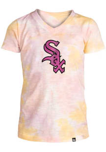New Era Chicago White Sox Girls Pink Slub Tie Dye Short Sleeve Fashion T-Shirt