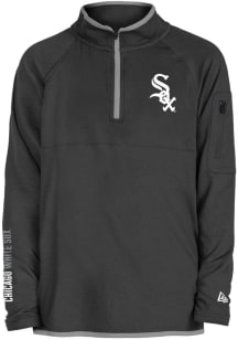 New Era Chicago White Sox Youth Black Brushed Long Sleeve Quarter Zip Shirt