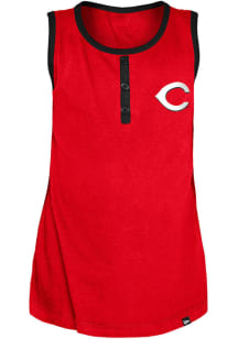 New Era Cincinnati Reds Girls Red Glitter Short Sleeve Tank Top